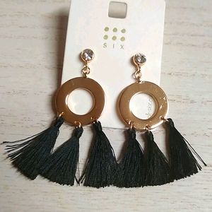 😻 3 For $15 Black Tassel Trio Shiny Stud Dangles